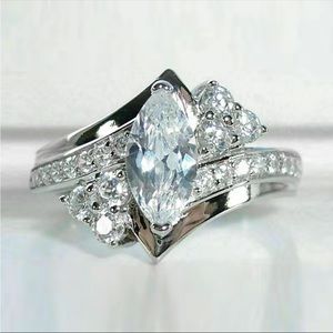 New Luxury 925 Silver Beautiful Diamond Ring